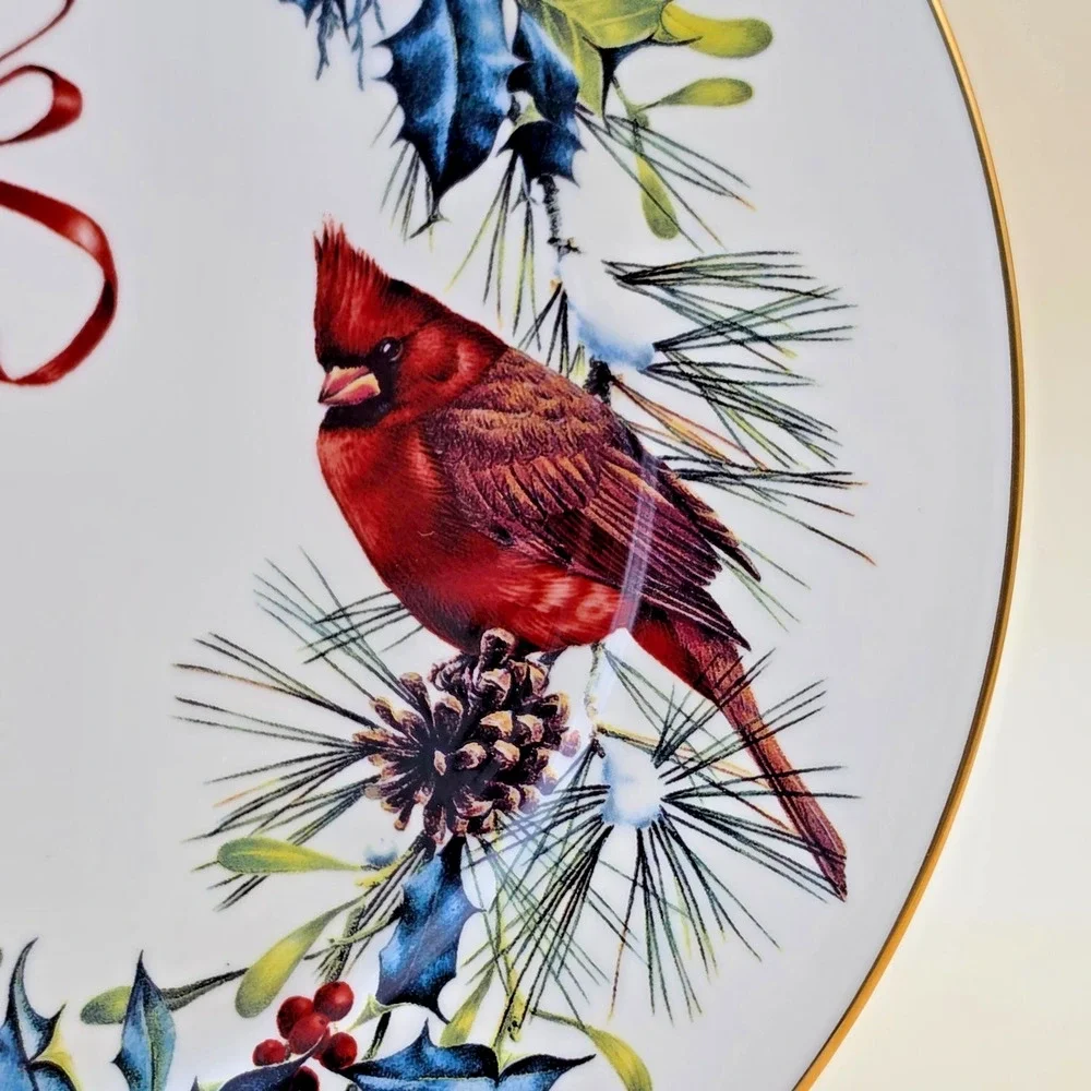 Lenox Winter Greetings Dinner Plate Set of 4 USA Millennium 10.75 Fine Ivory VTG